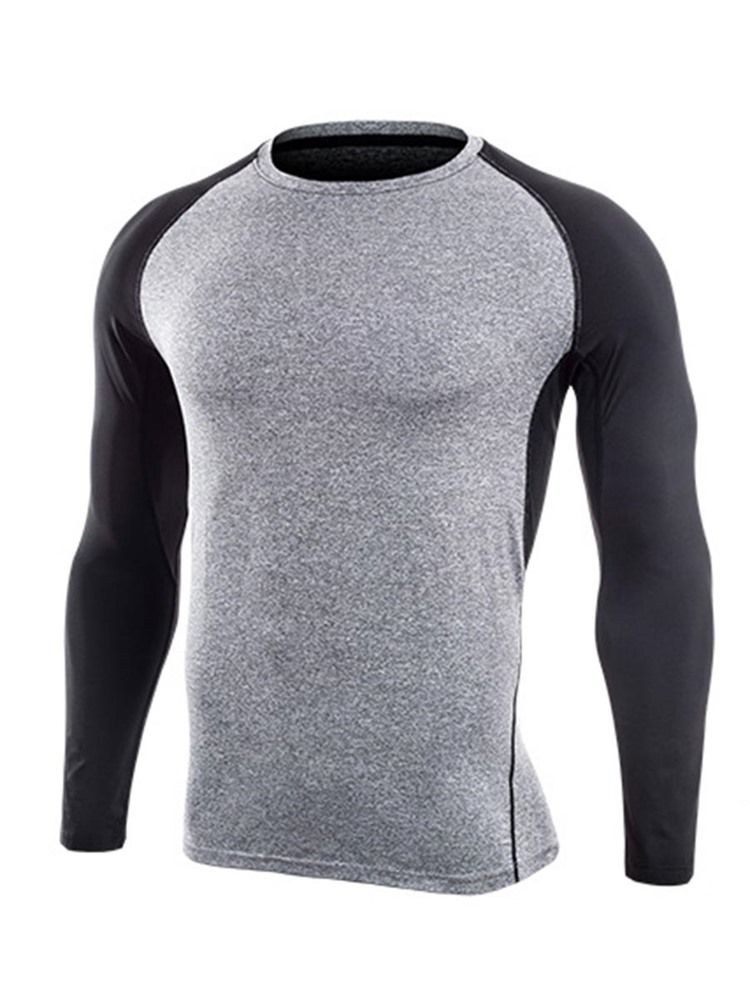 Männer Color Block Pullover Langarm Quick Dry Gym Sport Tops