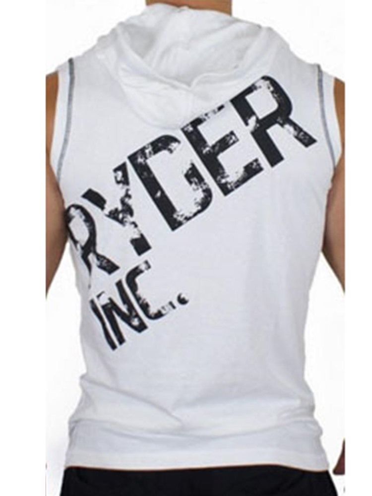 Männer Print Letter Ärmellose Kapuzen Gym Sport Tanktops