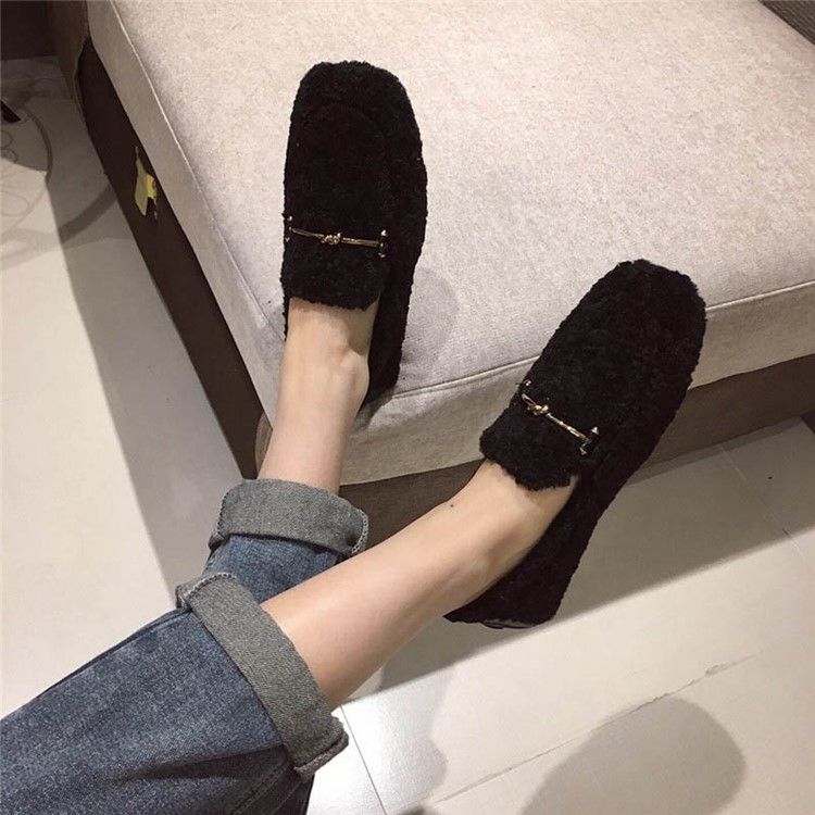 Damen Square Toe Slip-on Low Heel Casual Thin Schuhe