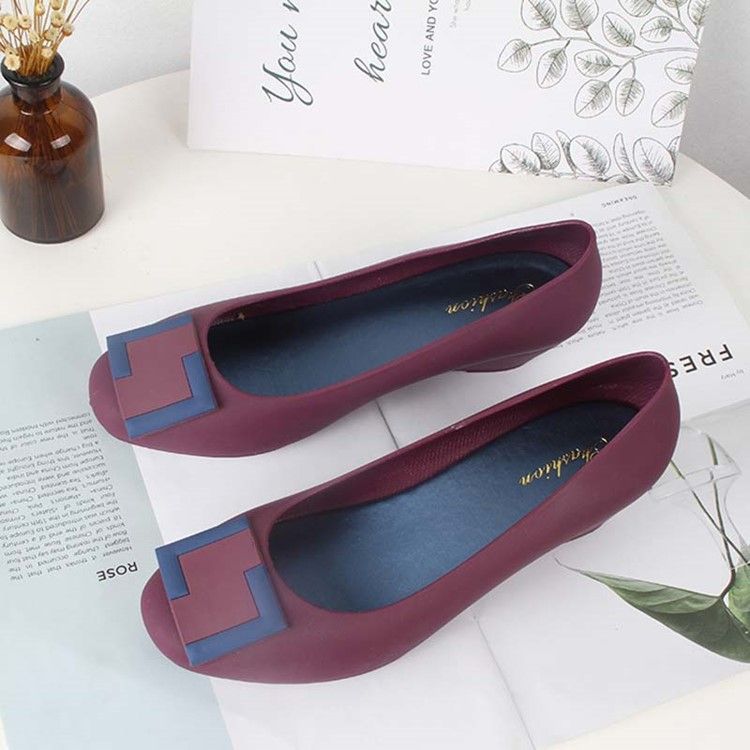 Pvc Slip-on Round Toe Keilabsatz Damen Jelly Schuhe