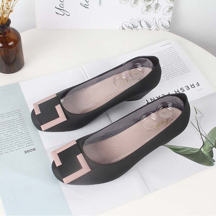 Pvc Slip-on Round Toe Keilabsatz Damen Jelly Schuhe