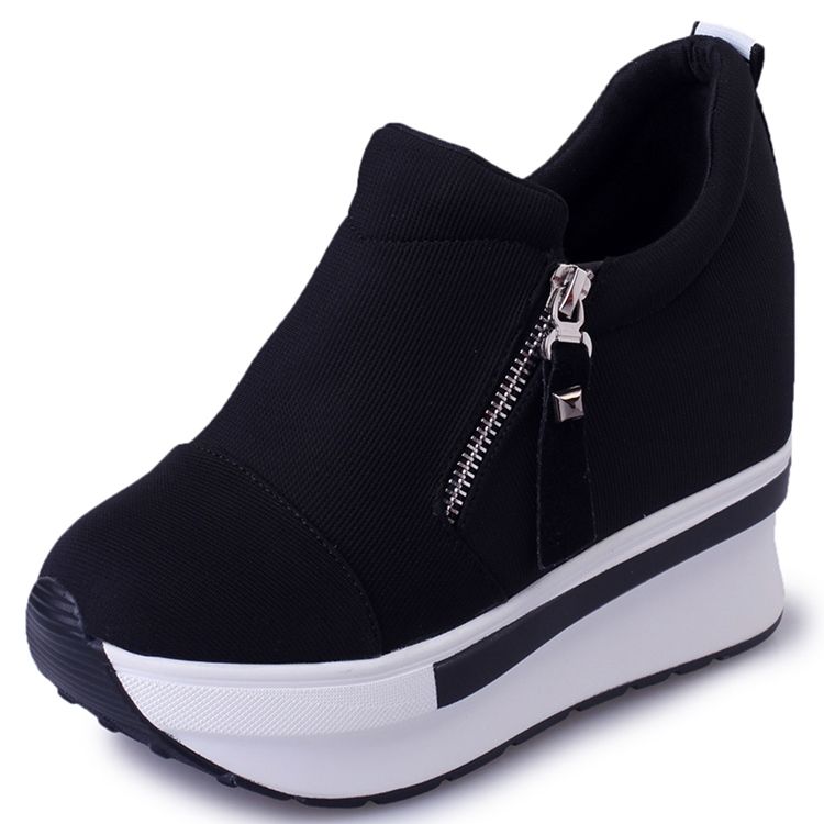 Reißverschluss Round Toe Plateau-sneakers Für Damen