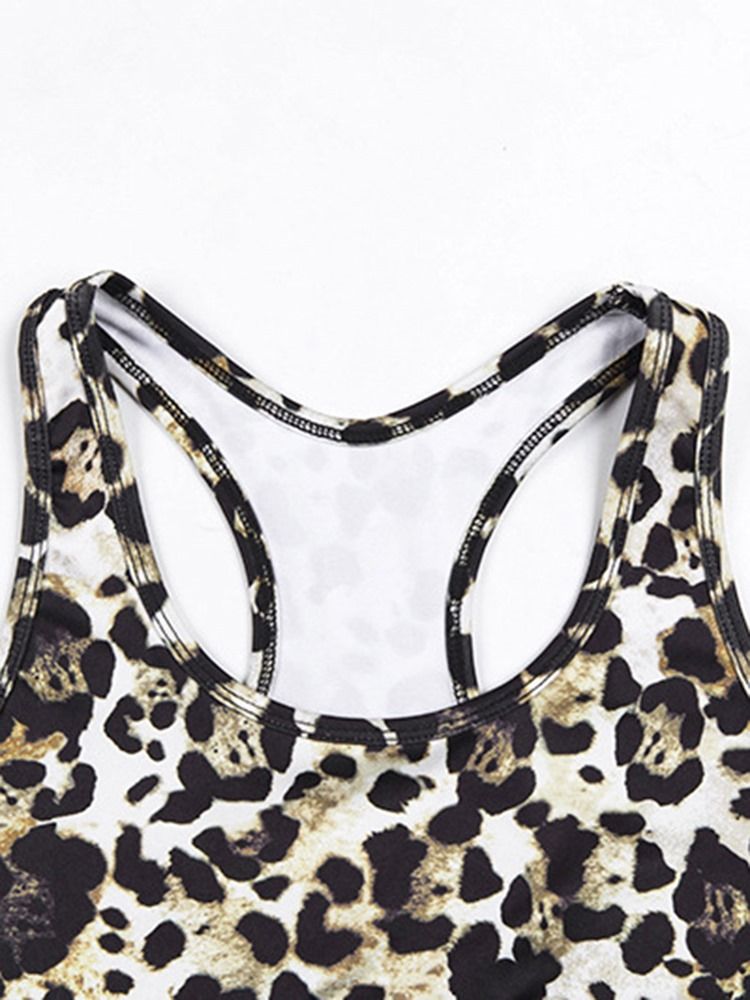 Ärmellose Kleidungssets In Voller Länge Mit Leoparden-polyester-print Für Damen