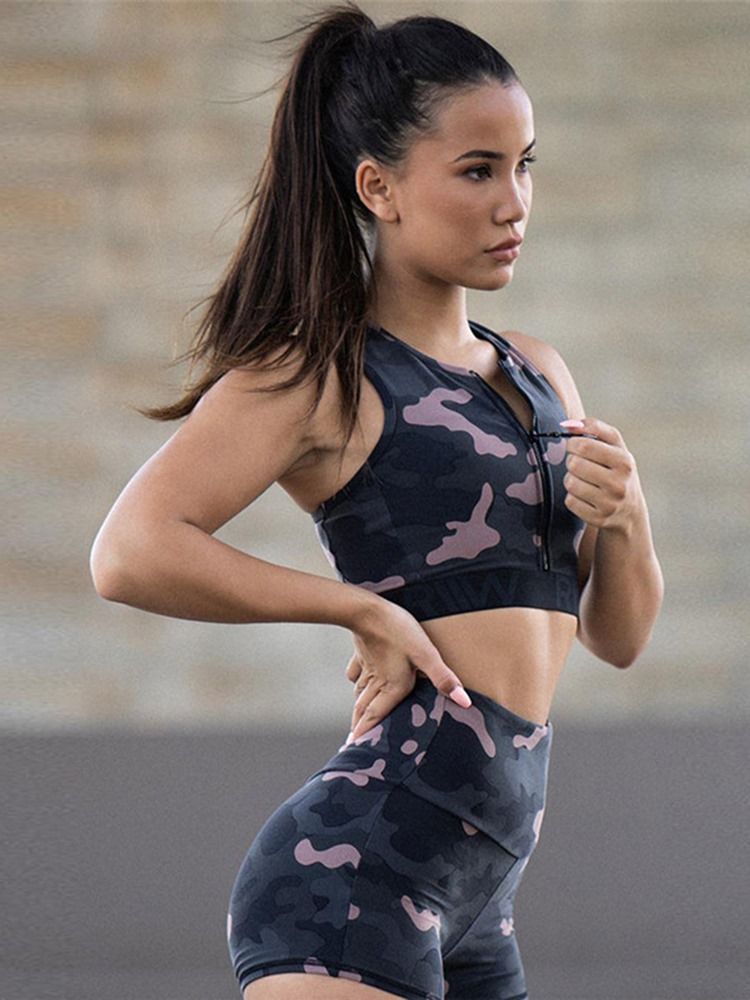 Ärmellose Sportsets Aus Polyester Mit Farbblock Für Damen