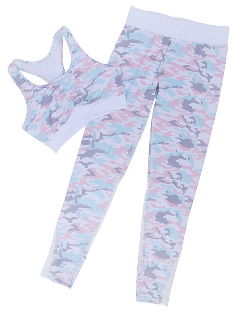 Anti-schweiß-camouflage-patchwork-sportsets In Voller Länge Für Damen