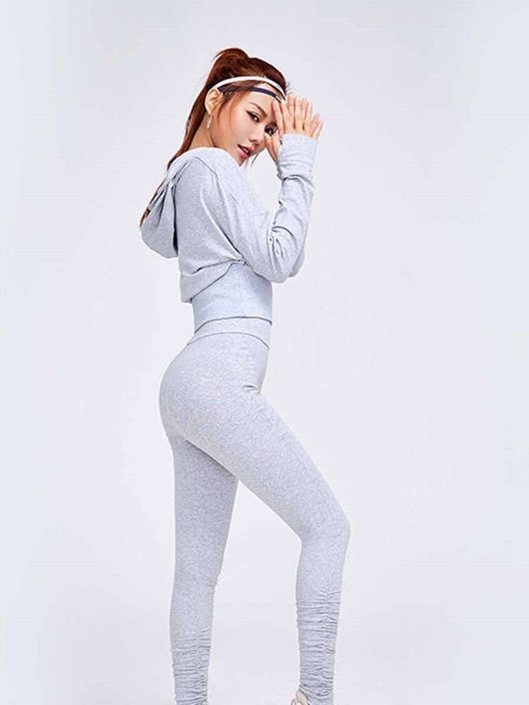 Damen Baumwoll-leggings Mit Kapuze Langarm-volleyball-sport-sets