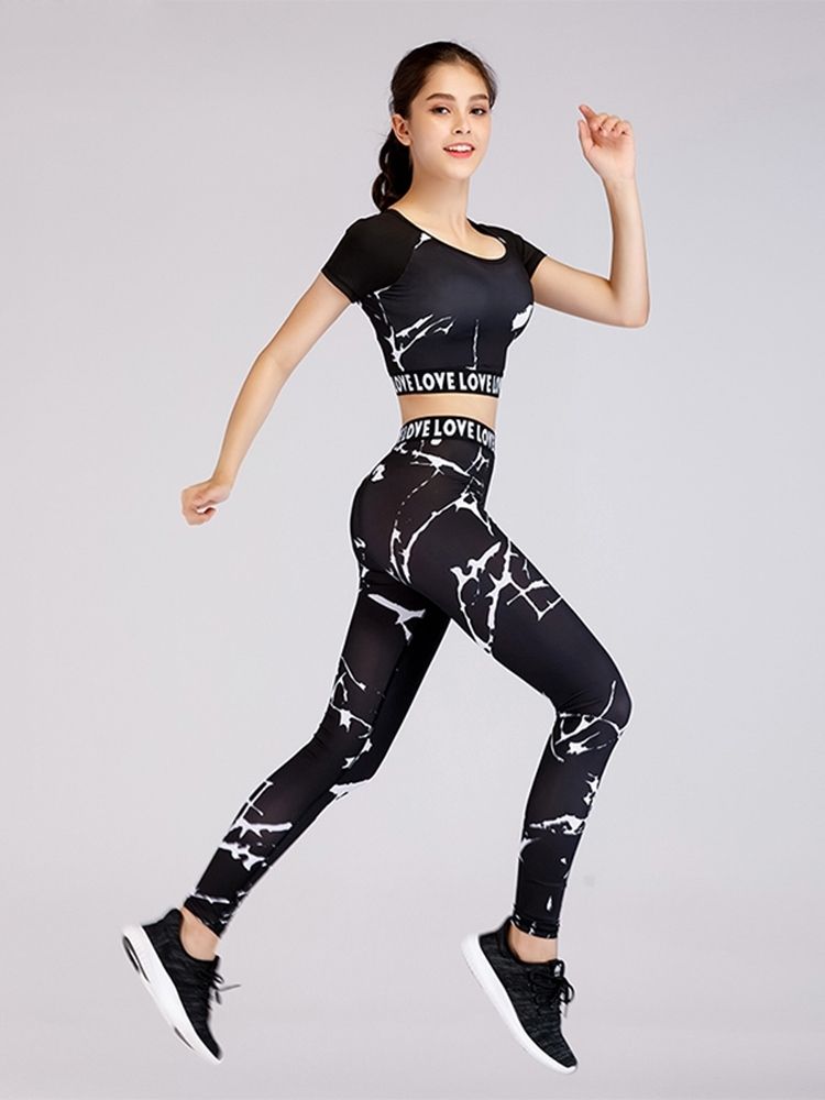 Damen Polyester Yoga Pullover Sportsets