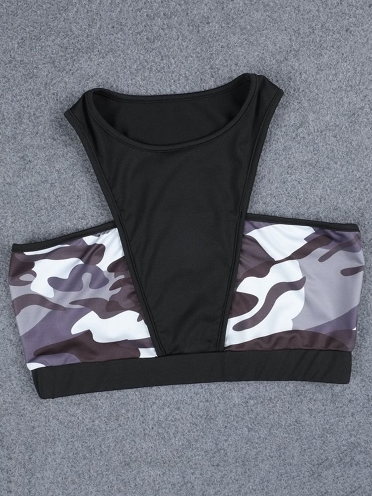 Damen Print Anti-schweiß Camouflage Pullover Yoga Sport Sets