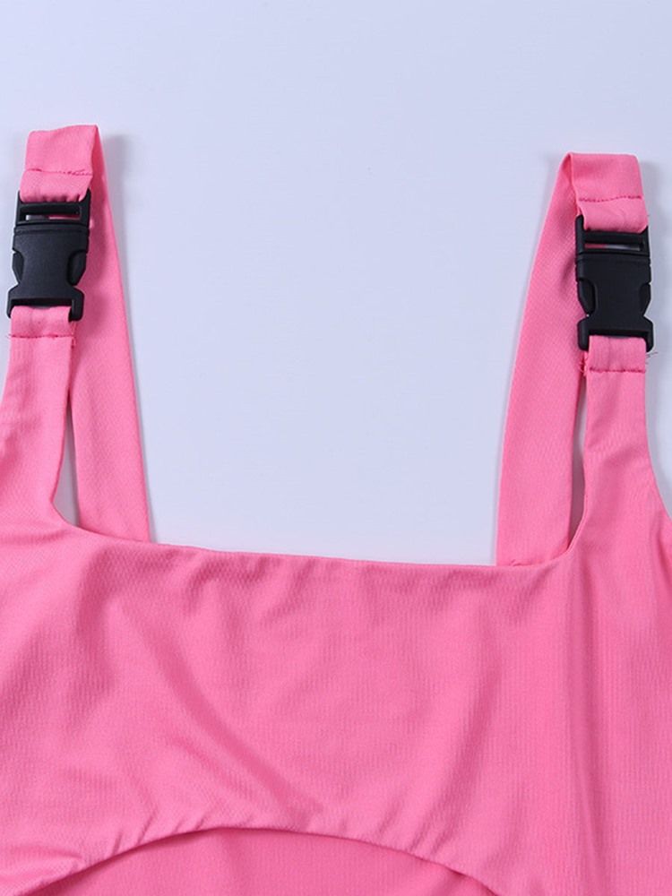 Einfarbiger Lässiger Sport-overall Mit Taschenschnalle Für Damen