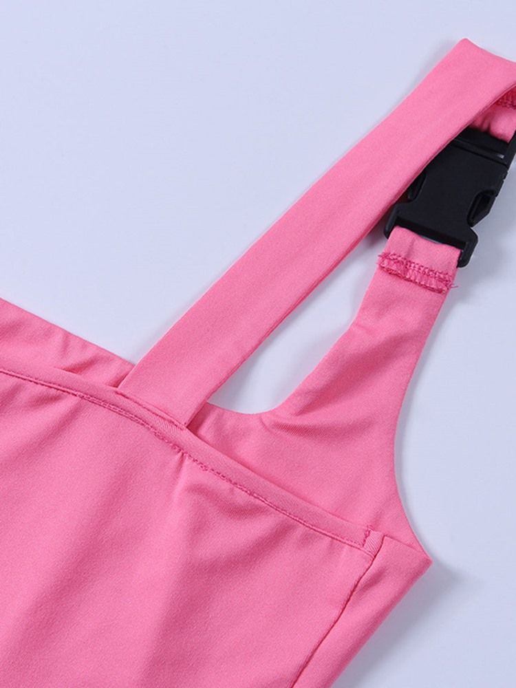 Einfarbiger Lässiger Sport-overall Mit Taschenschnalle Für Damen