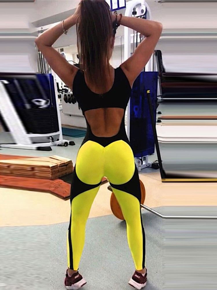 Knöchellange Ärmellose Gym-sportleggings Mit Farbblock Für Damen