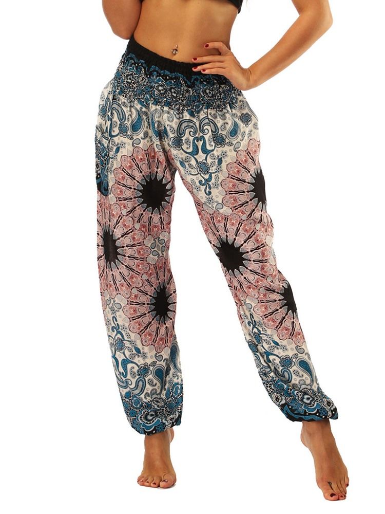 Bohemian Floral Print Yoga Haremshose Für Damen