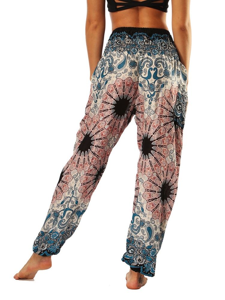 Bohemian Floral Print Yoga Haremshose Für Damen