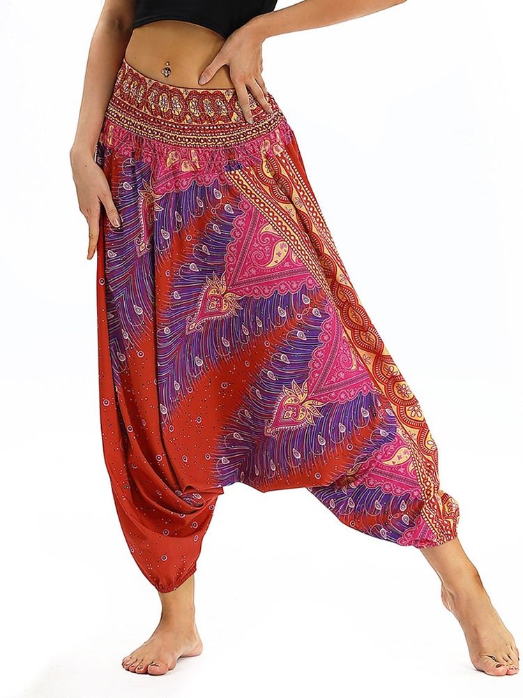 Bohemian Print Yoga Haremshose Mit Elastischer Taille Für Damen