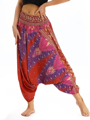 Bohemian Print Yoga Haremshose Mit Elastischer Taille Für Damen