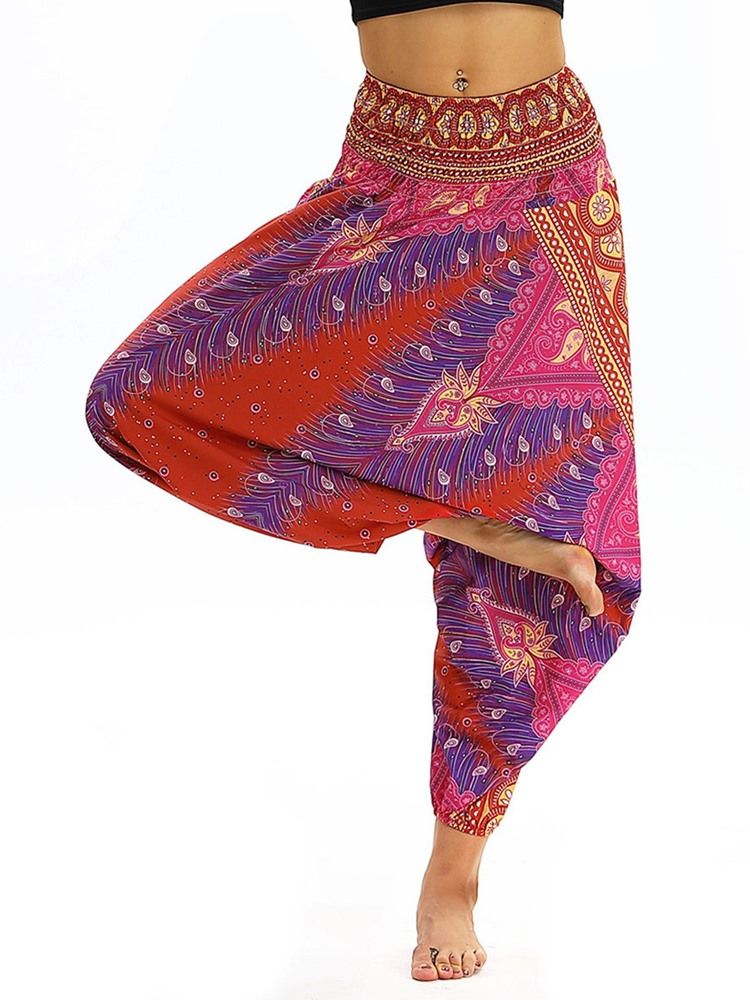 Bohemian Print Yoga Haremshose Mit Elastischer Taille Für Damen