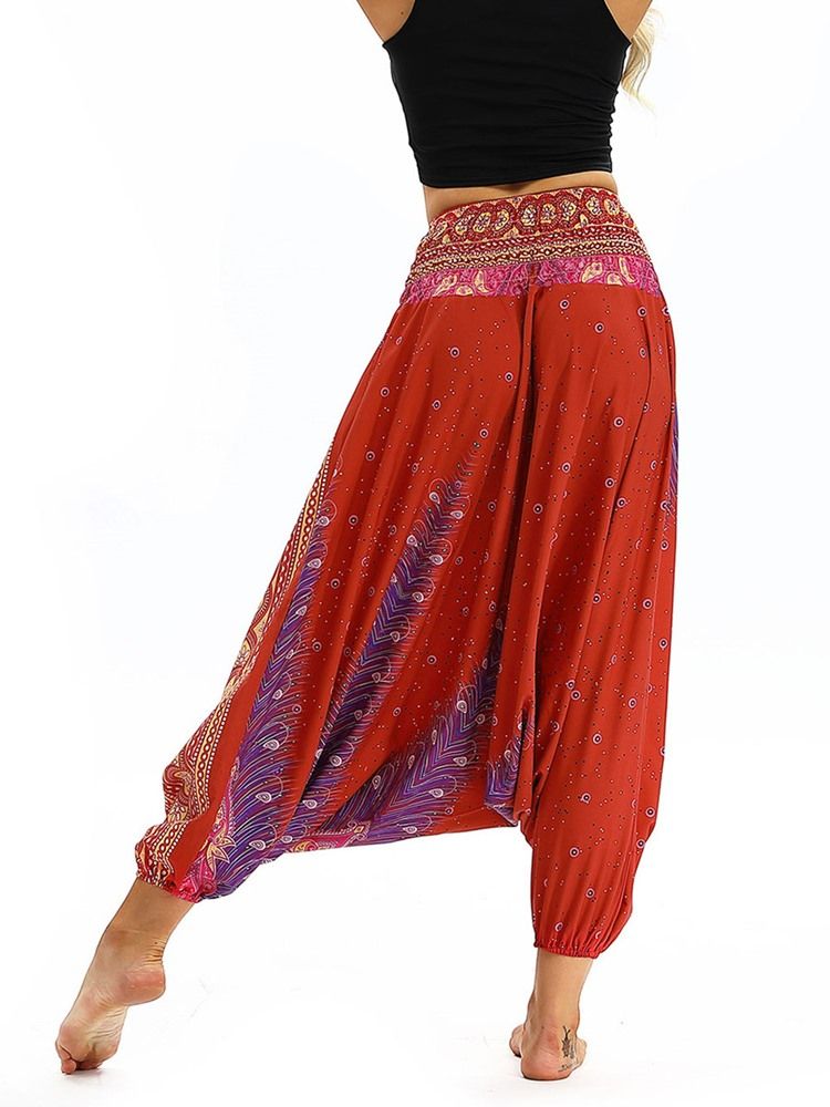 Bohemian Print Yoga Haremshose Mit Elastischer Taille Für Damen