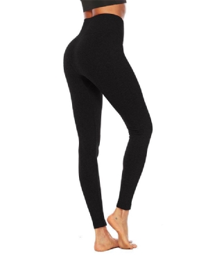 Damen Anti-schweiß Baumwollmischungen Solide Yoga Knöchellängeyogahose Hohe Taille Tiktok Leggings