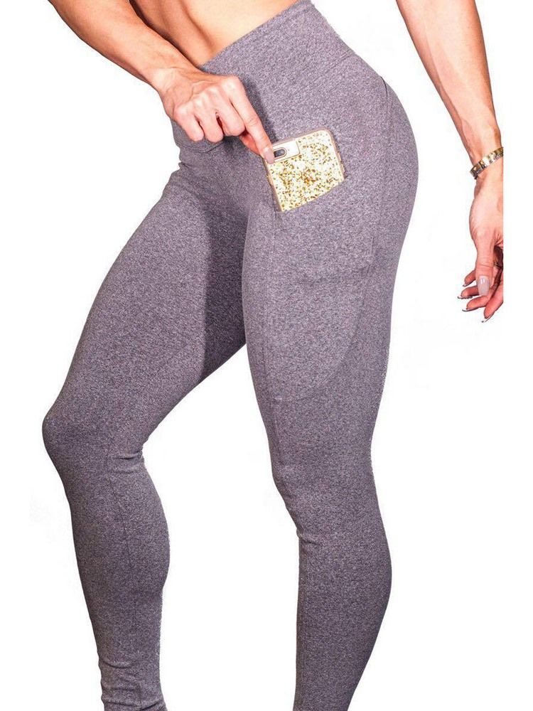 Damen Anti-schweiß Taschen Solide Yoga Leggings Yogahose Tiktok Leggings Mit Hoher Taille