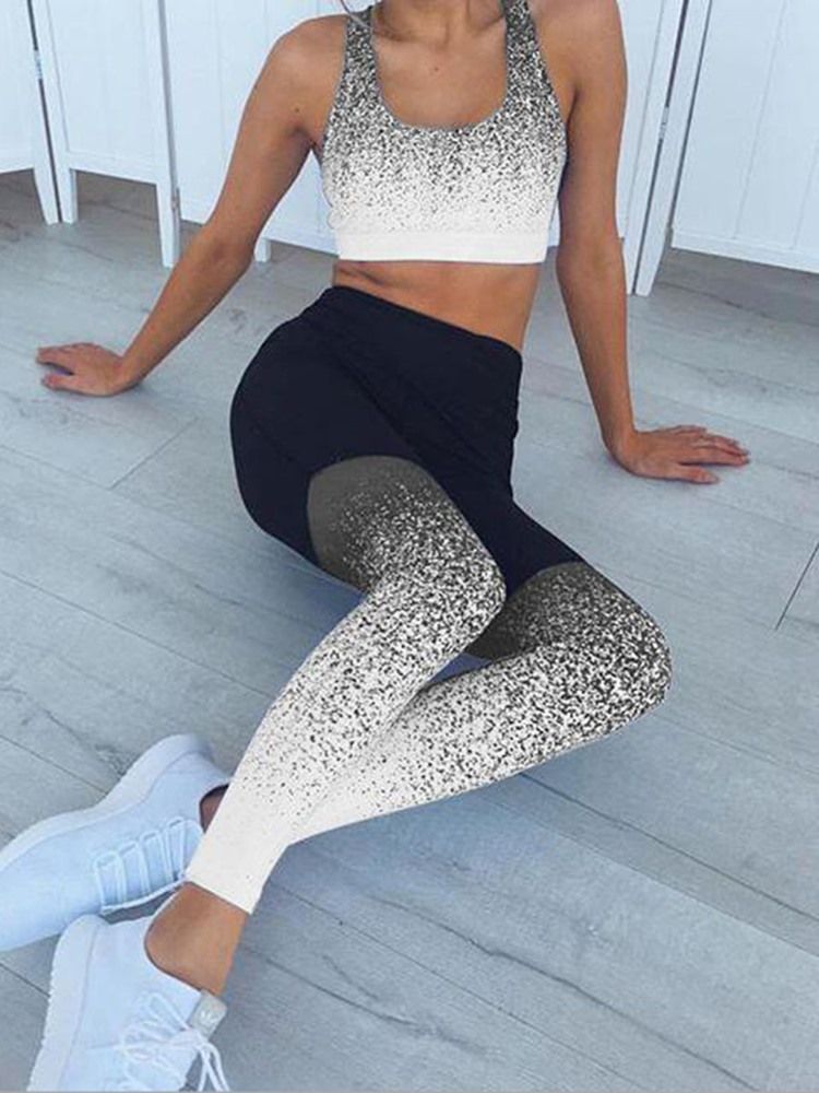 Damen Blumendruck Atmungsaktive Patchwork Yogahose Yogahose Hohe Taille Tiktok Leggings