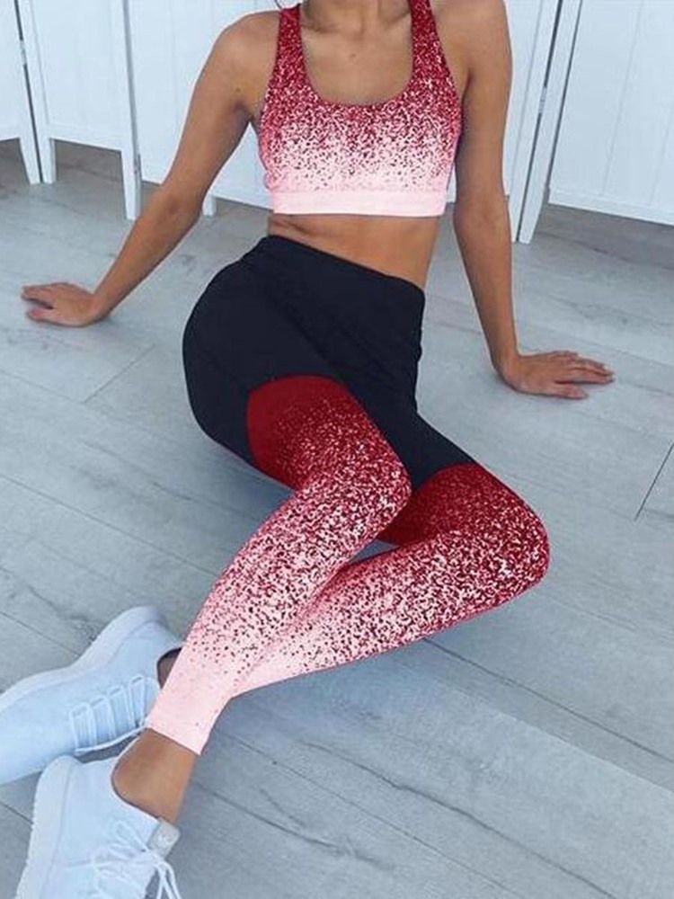 Damen Blumendruck Atmungsaktive Patchwork Yogahose Yogahose Hohe Taille Tiktok Leggings