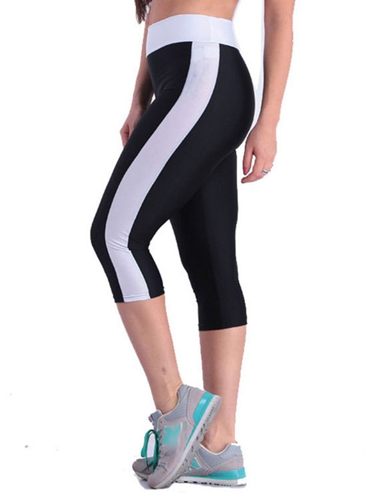 Damen-farbblock-atmungsaktive Mid-waden-sport-gymnastik-short-leggings