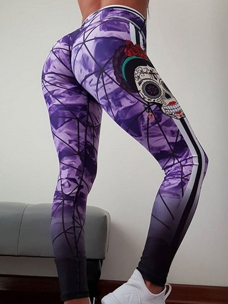 Damen-farbblockdruck In Voller Länge Gym Sport Yogahosen Tiktok Leggings Mit Hoher Taille Wa