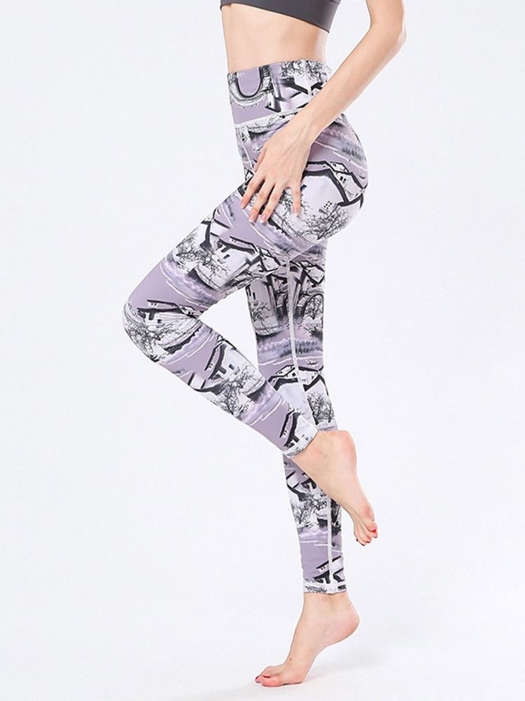 Damen Florale Weibliche Knöchellange Hosen Yogahosen Tiktok Leggings Mit Hoher Taille