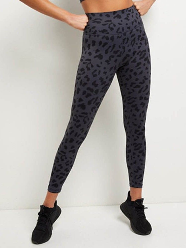 Damen Leopard Baumwollmischungen Schnell Trocknende Sommer Tennishose Yogahose Tiktok Leggings Mit Hoher Taille