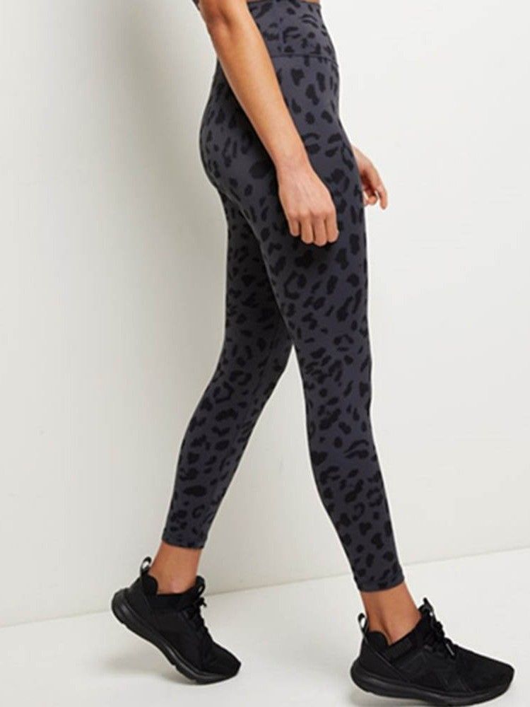 Damen Leopard Baumwollmischungen Schnell Trocknende Sommer Tennishose Yogahose Tiktok Leggings Mit Hoher Taille