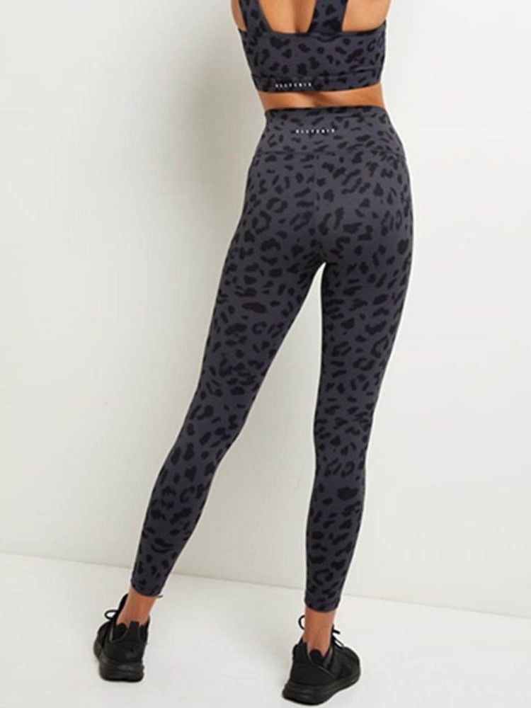 Damen Leopard Baumwollmischungen Schnell Trocknende Sommer Tennishose Yogahose Tiktok Leggings Mit Hoher Taille