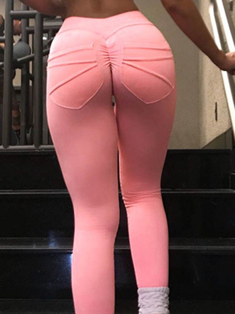 Damen Polyester Feste Schnell Trocknende Frühlings-gamaschen In Voller Länge Yogahosen Tiktok-leggings Mit Hoher Taille