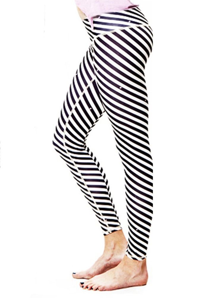 Damen Quick Dry Print Zebrastreifen Yogahose Hohe Taille Tiktok Leggings