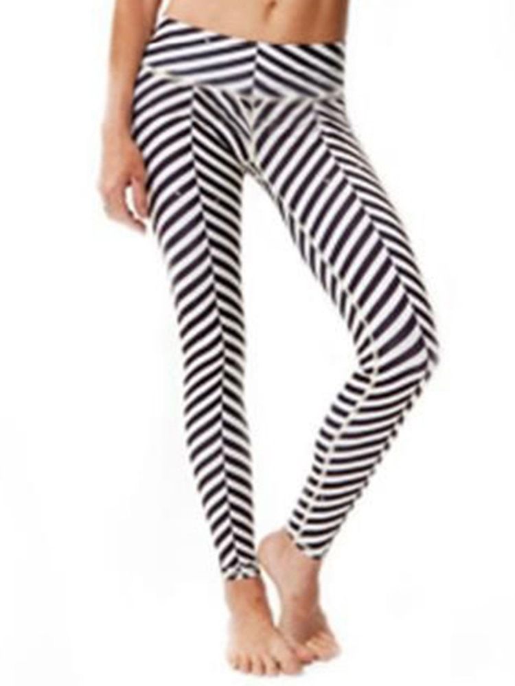 Damen Quick Dry Print Zebrastreifen Yogahose Hohe Taille Tiktok Leggings