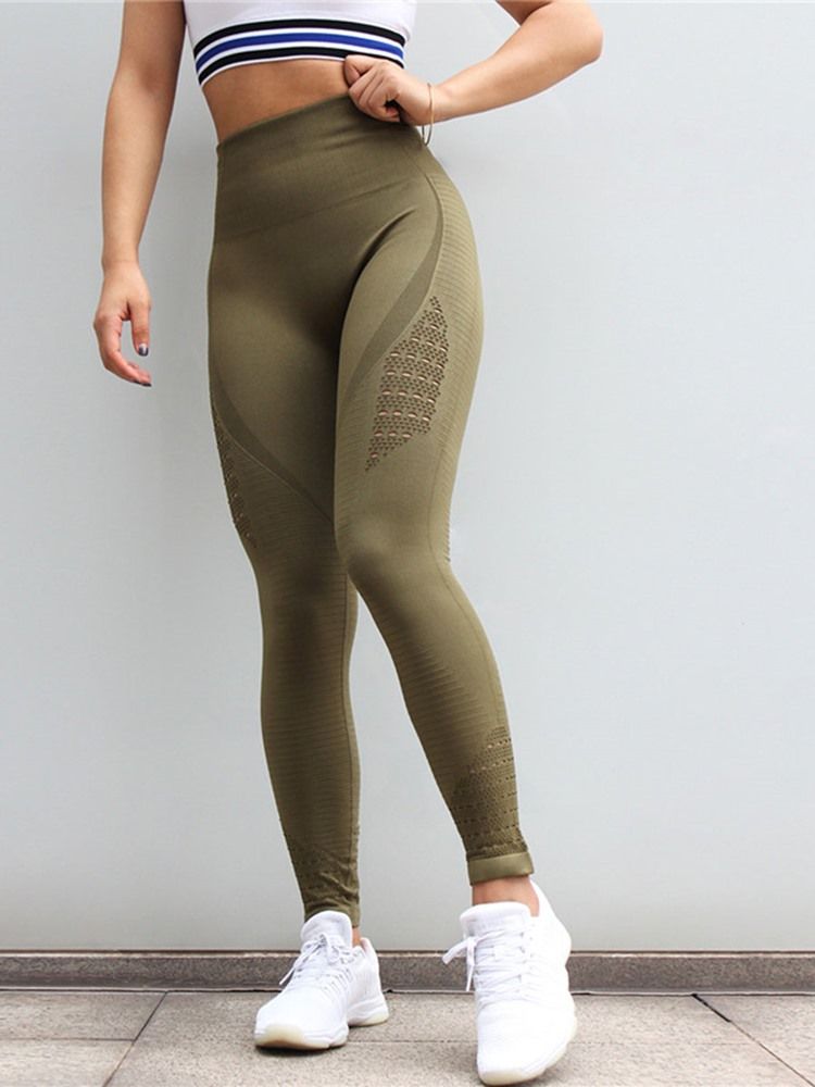 Damen Schnell Trocknend Nylon Feste Tennis Leggings In Voller Länge Yoga Tiktok Leggings Mit Hoher Taille