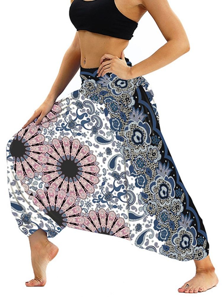 Damen Yoga Haremshose Aus Polyester Mit Boho-print