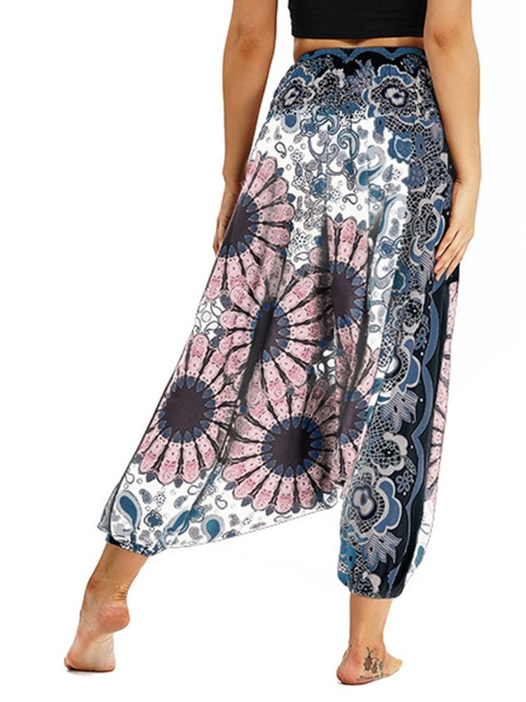 Damen Yoga Haremshose Aus Polyester Mit Boho-print