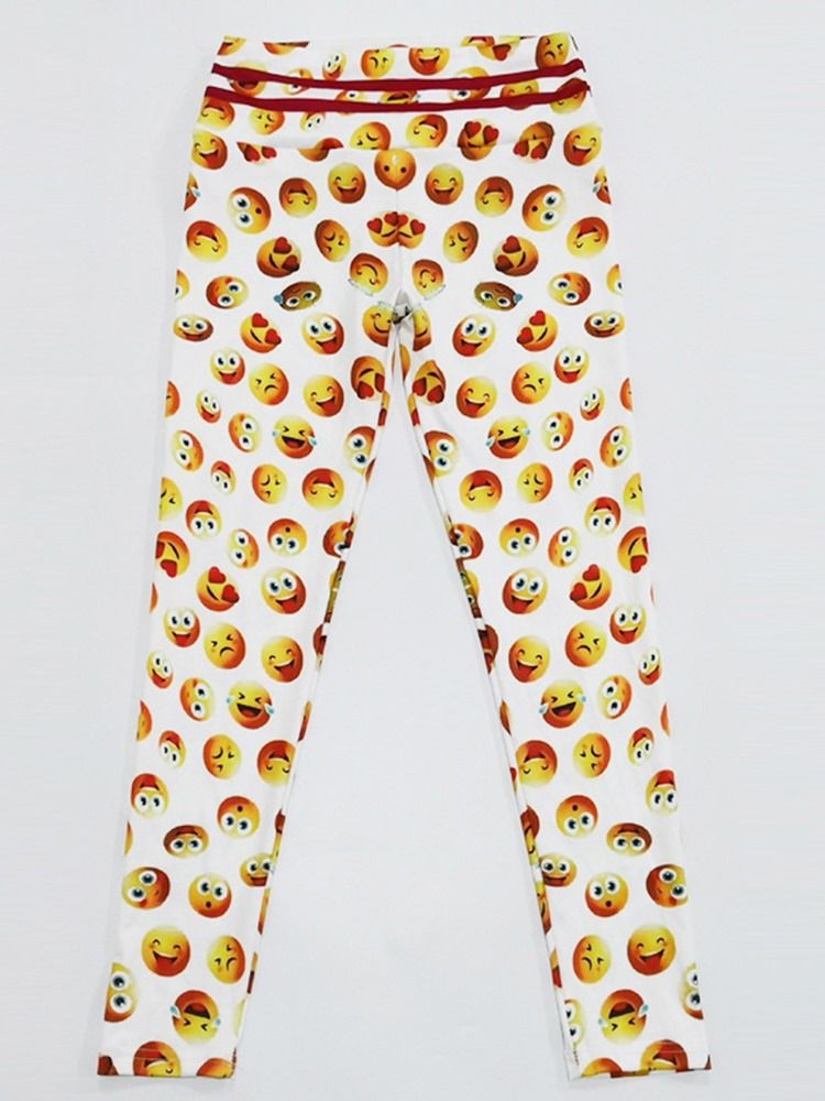 Emoticon Print Quick Dry Damen Leggings Yogahose Tiktok Leggings Mit Hoher Taille