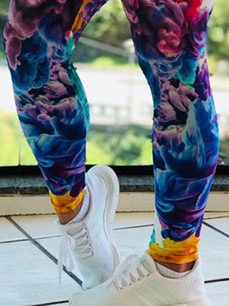 Frauen Blumendruck Gym Sport Leggings In Voller Länge Yogahosen Hohe Taille Tiktok Leggings