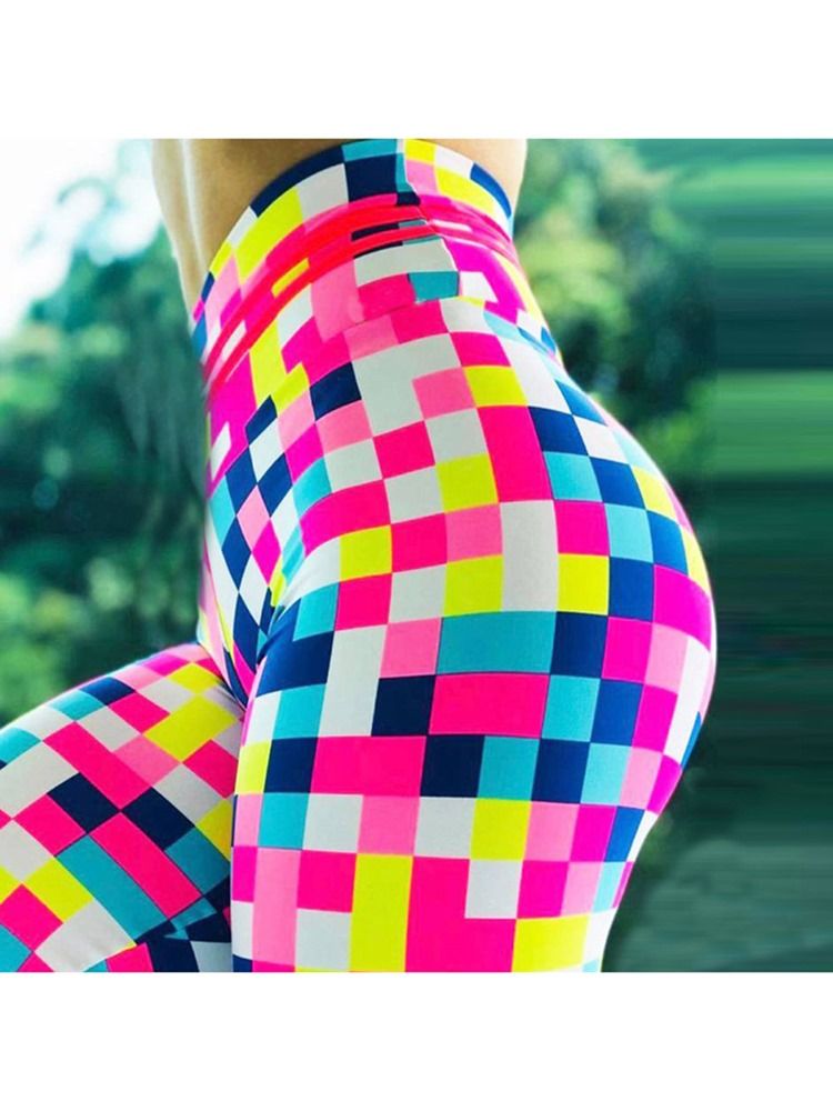 Frauen Color Block Print Hohe Taille Yoga Leggings Hohe Taille Tiktok Leggings