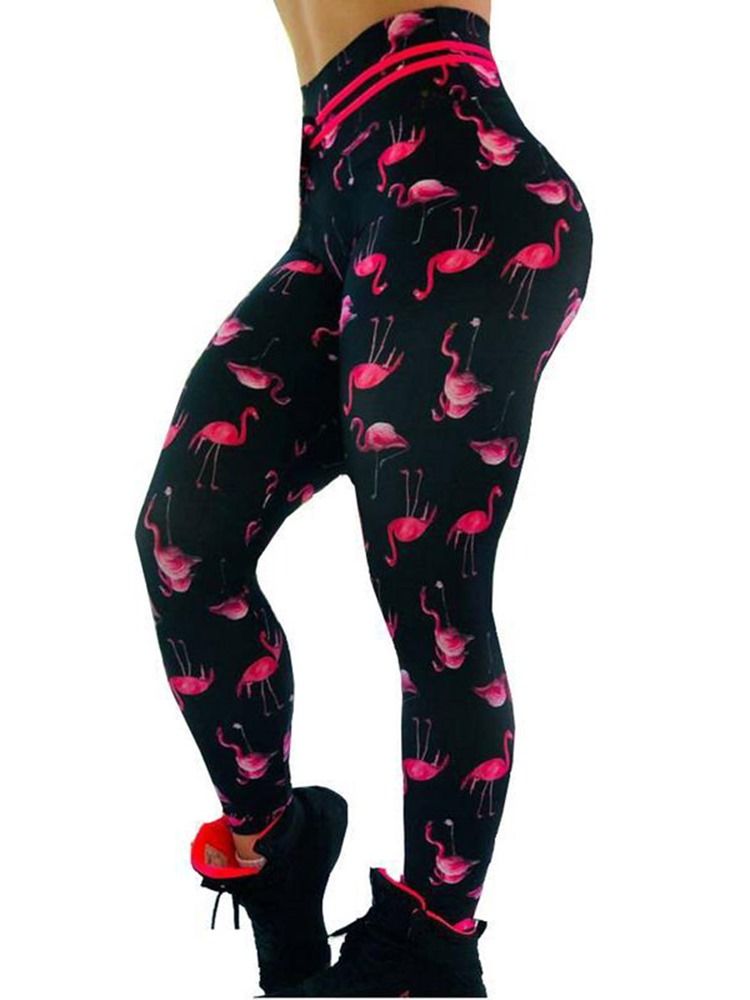 Frauen Flamingo Print Animal Fitness Gym Sport Yoga Leggings Yogahosen Hohe Taille Tiktok Leggings