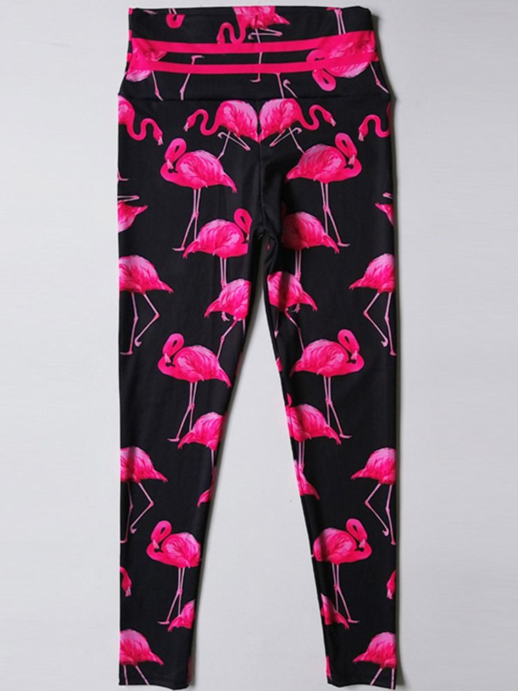 Frauen Flamingo Print Animal Fitness Gym Sport Yoga Leggings Yogahosen Hohe Taille Tiktok Leggings