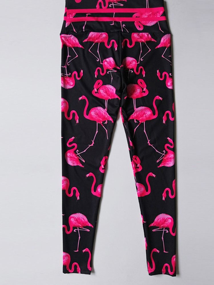 Frauen Flamingo Print Animal Fitness Gym Sport Yoga Leggings Yogahosen Hohe Taille Tiktok Leggings