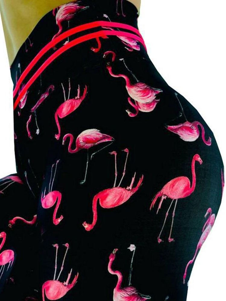 Frauen Flamingo Print Animal Fitness Gym Sport Yoga Leggings Yogahosen Hohe Taille Tiktok Leggings