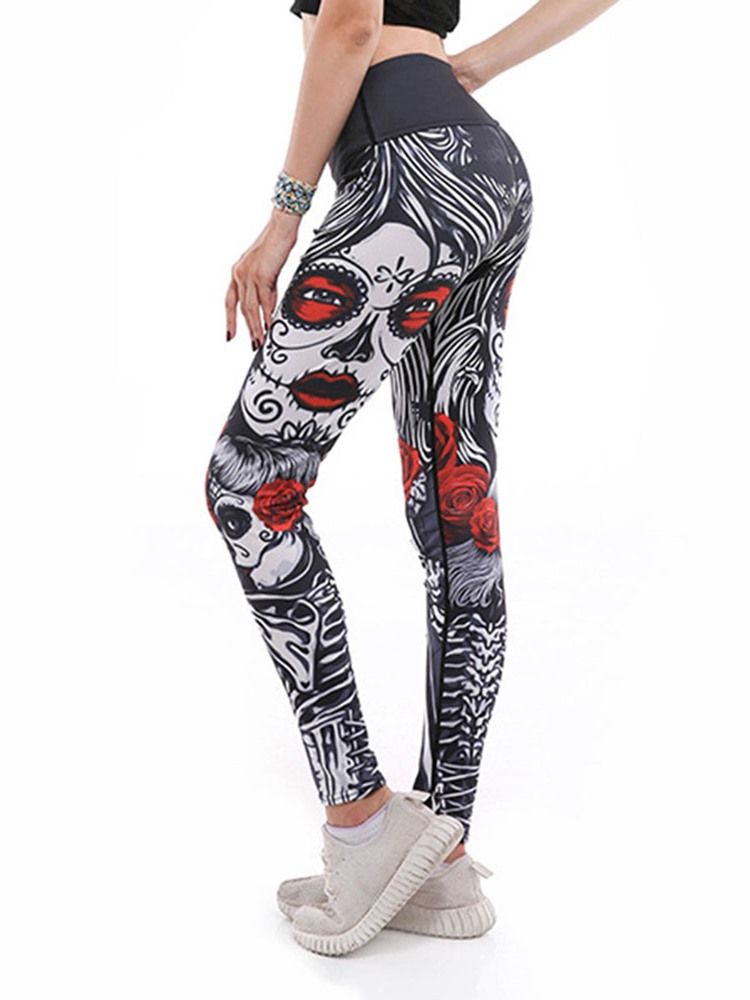 Frauen Print Cartoon Anti-schweiß Gym Sport Yoga Hosen Hohe Taille Tiktok Leggings