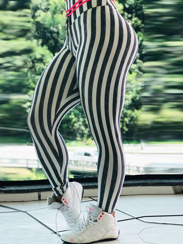 Frauen Stripe Print Hohe Taille Push Up Yoga Leggings Hohe Taille Tiktok Leggings