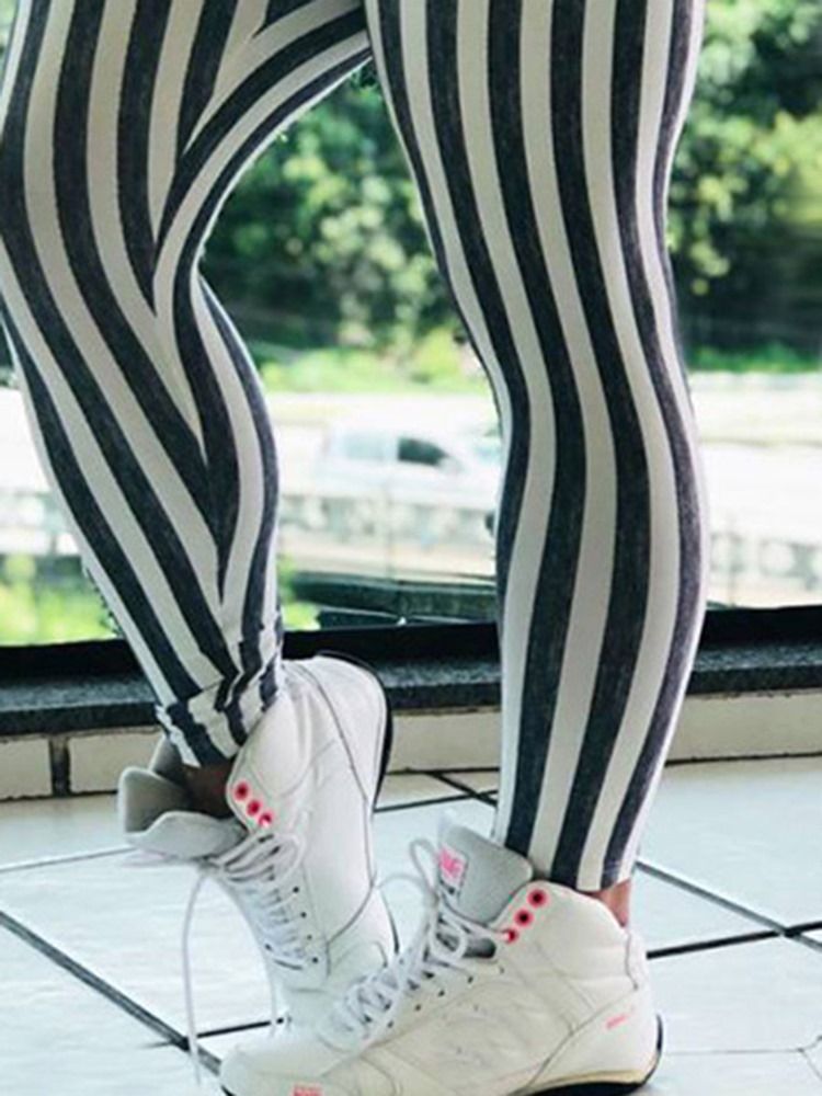 Frauen Stripe Print Hohe Taille Push Up Yoga Leggings Hohe Taille Tiktok Leggings