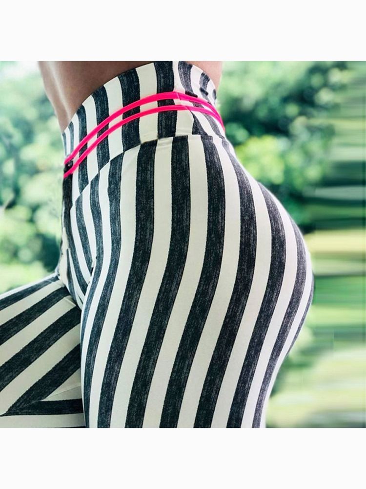 Frauen Stripe Print Hohe Taille Push Up Yoga Leggings Hohe Taille Tiktok Leggings