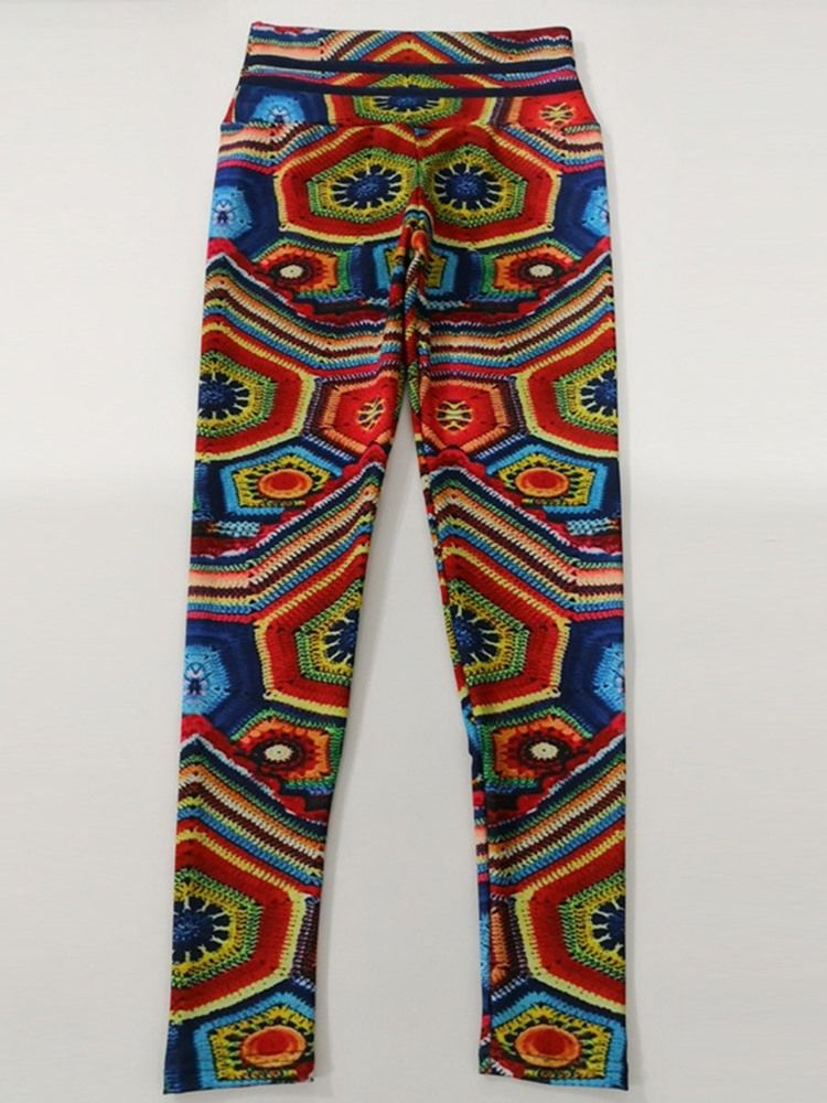 Geometrische Anti-schweiß-polyester-print Für Damen Laufende Yogahose In Voller Länge Tiktok-leggings Mit Hoher Taille