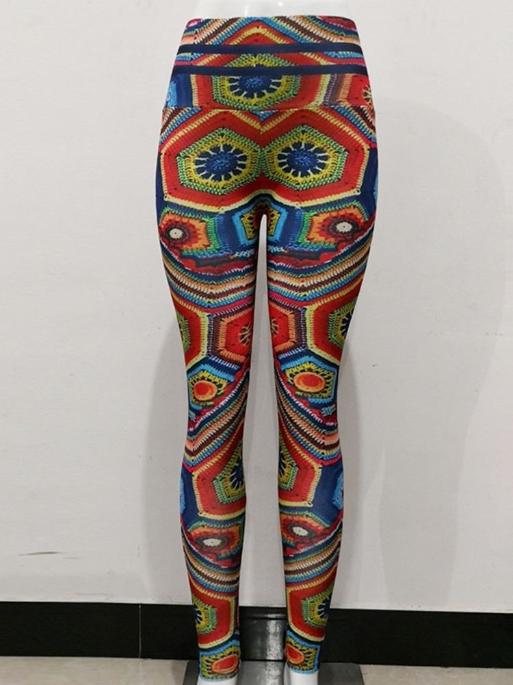 Geometrische Anti-schweiß-polyester-print Für Damen Laufende Yogahose In Voller Länge Tiktok-leggings Mit Hoher Taille